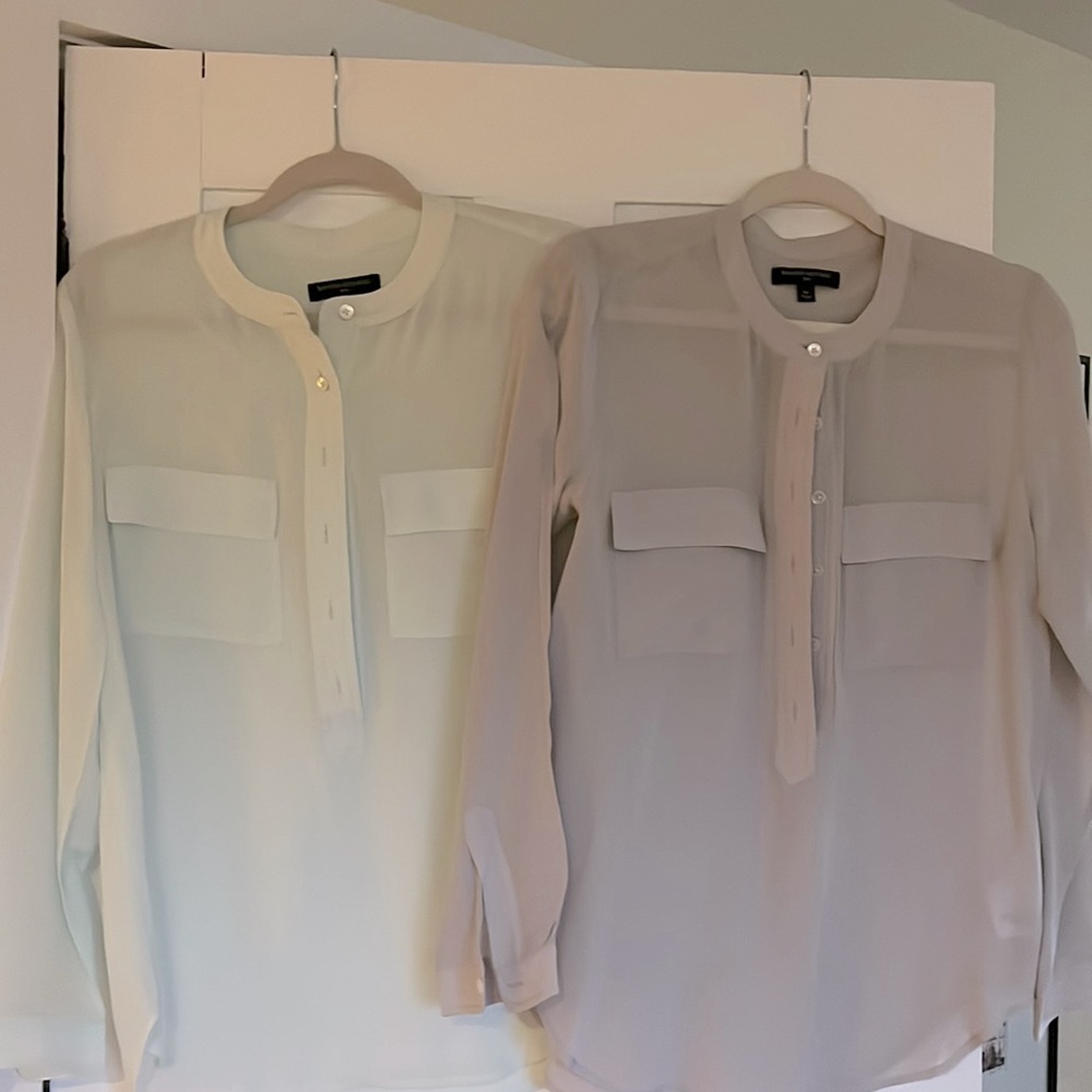 Two silk Banana Republic long-sleeved tops size Medium